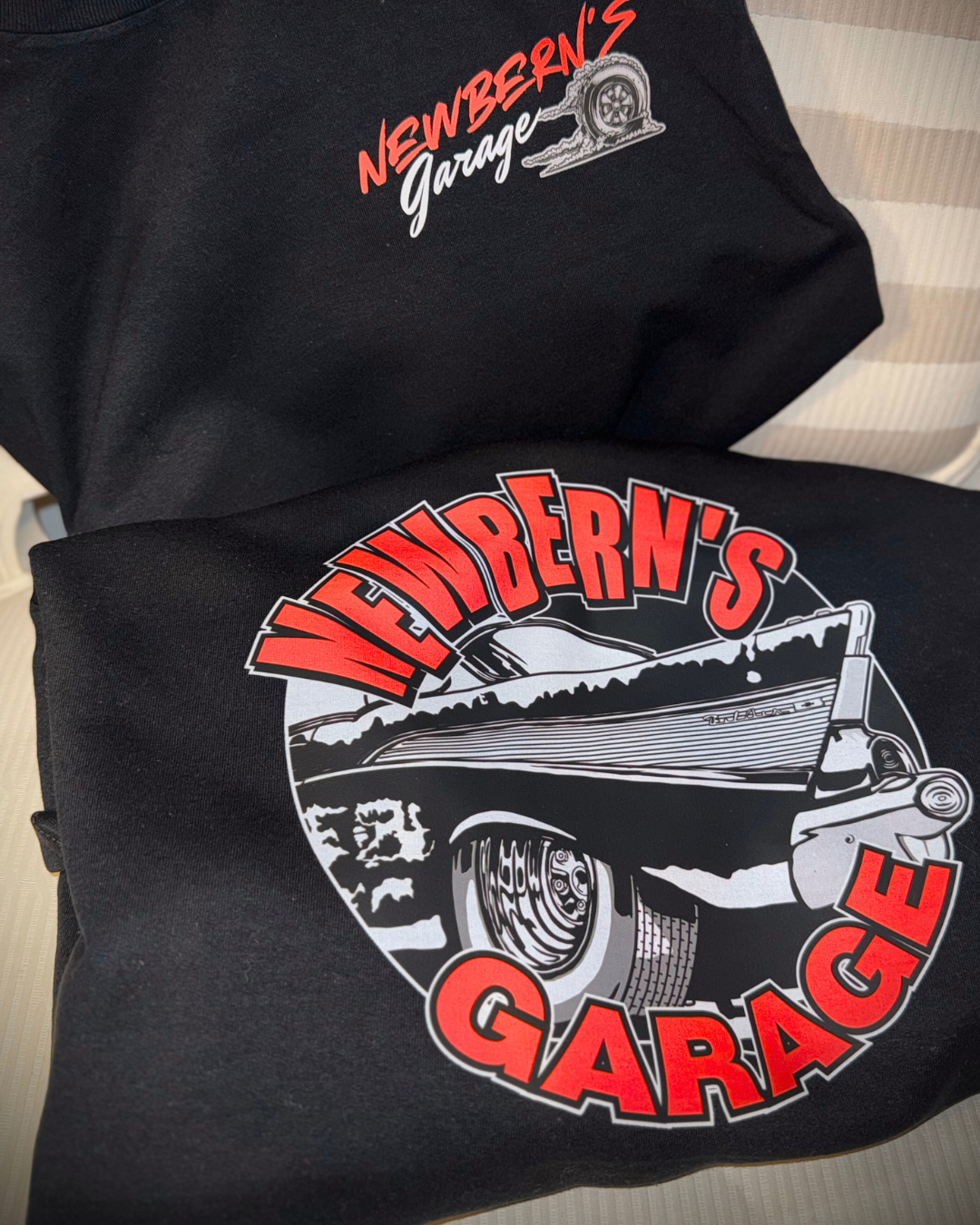 Official "Newbern's Garage" Shop Design Shirt in Red!