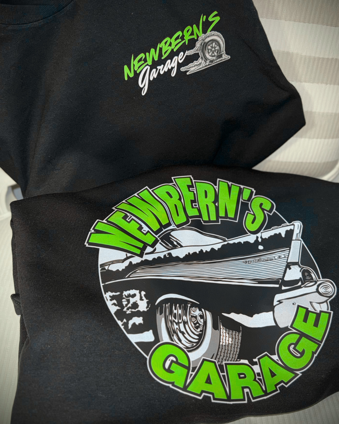 Official Newbern's Garage Shirt in Neon Green!