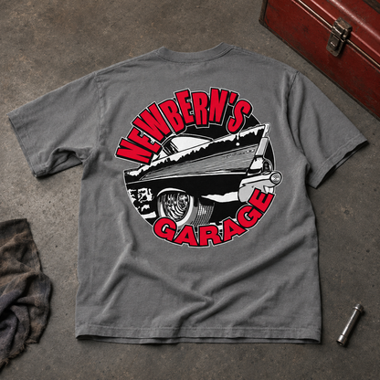 Official "Newbern's Garage" Shop Design Shirt in Red!